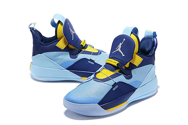 Men Jordan 33 Jade Yellow Blue Shoes